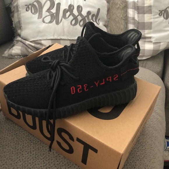 yeezy black and red womens